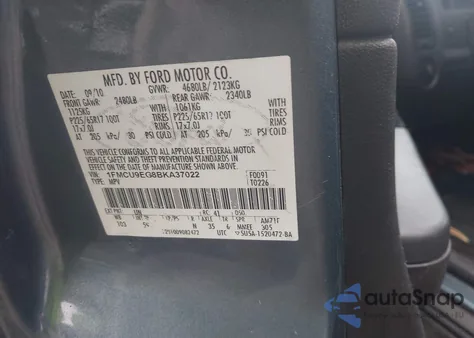 2011 Ford Escape Limited from USA, damaged, VIN 1FMCU9EG8BKA37022